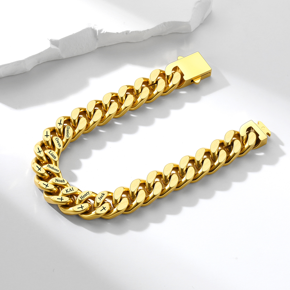 Custom Multi-Name Cuban Link Bracelet 12MM gift for man
