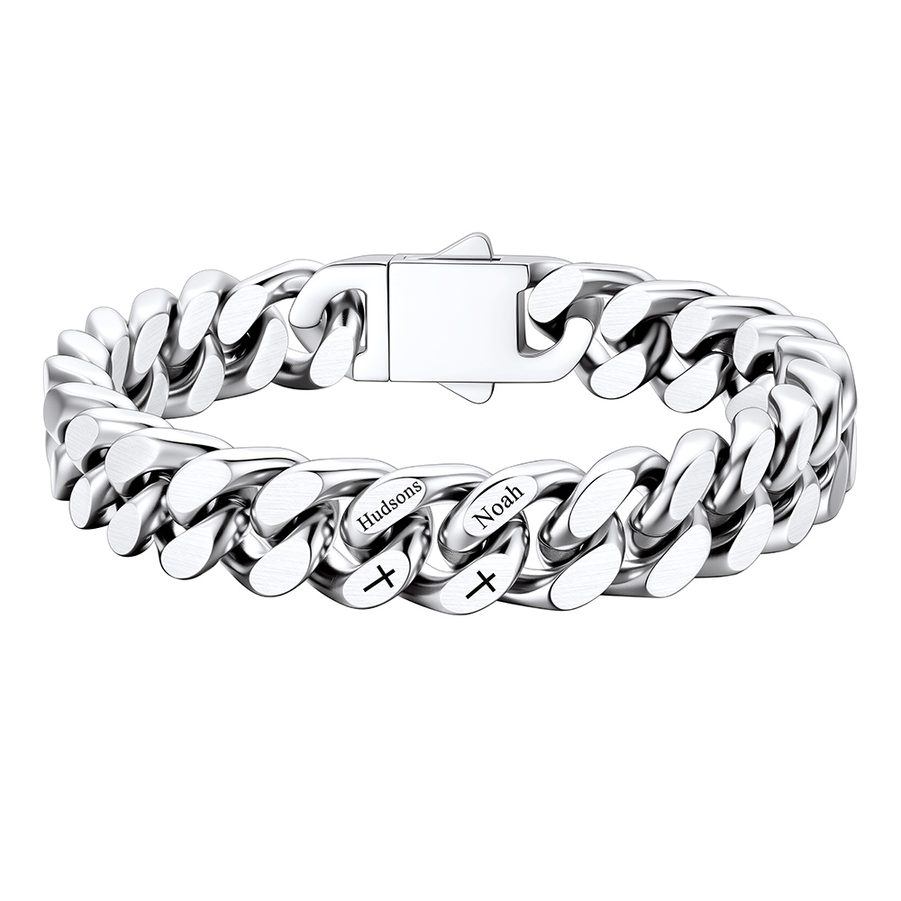 Custom 2 Name Cuban Link Bracelet 12MM