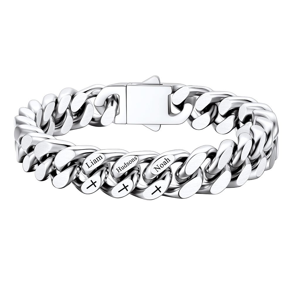 Custom 3 Names Cuban Link Bracelet 12MM