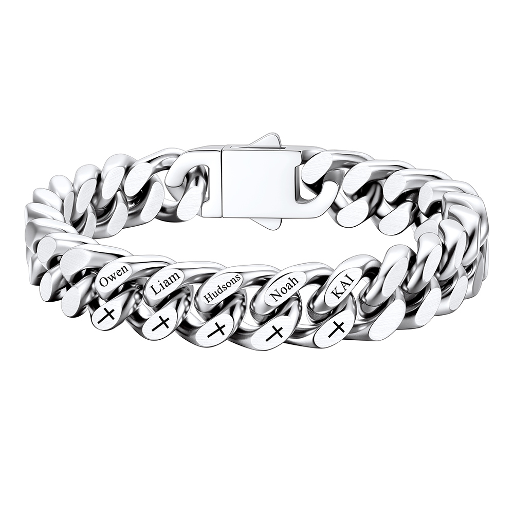 Custom 5 Name Cuban Link Bracelet 12MM