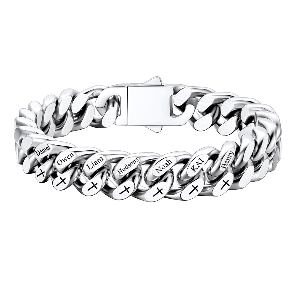 Custom 7 Name Cuban Link Bracelet 12MM
