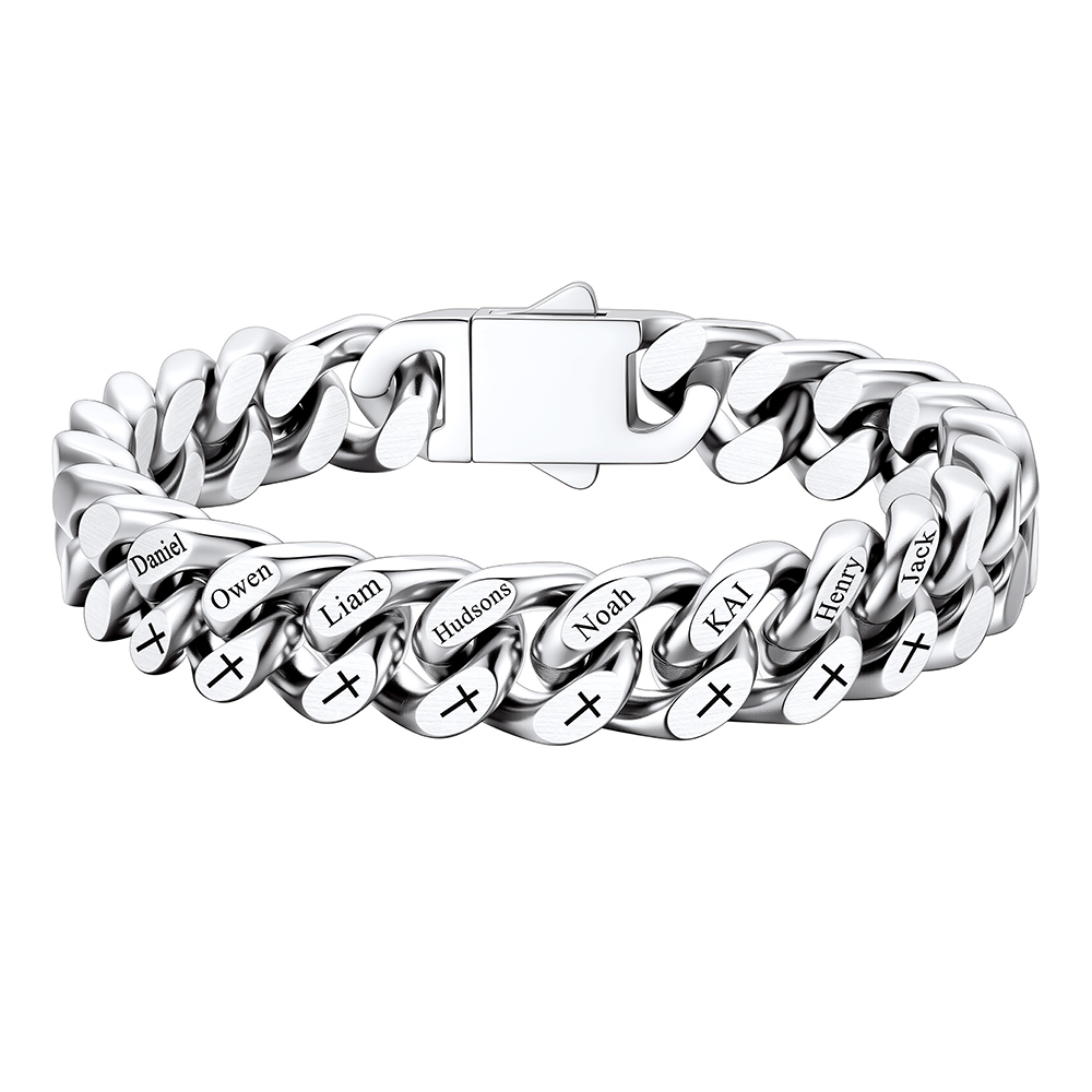 Custom 8 Name Cuban Link Bracelet 12MM