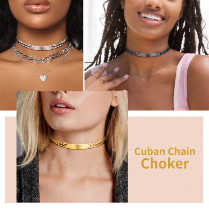 Custom Name Hip Hop Necklace with Cuban Chain model show