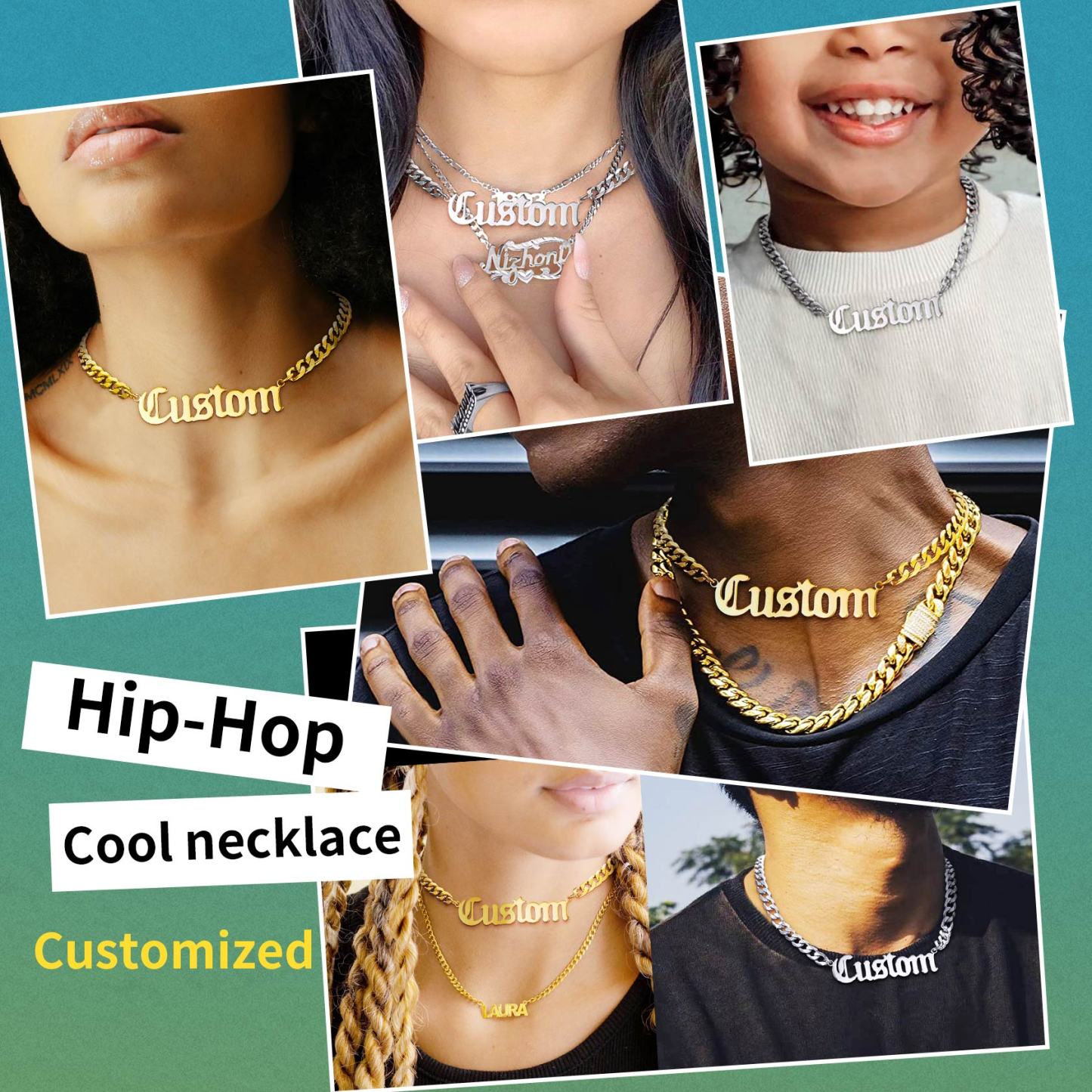 Personalized Cuban Chain Name Plate Necklace For Women