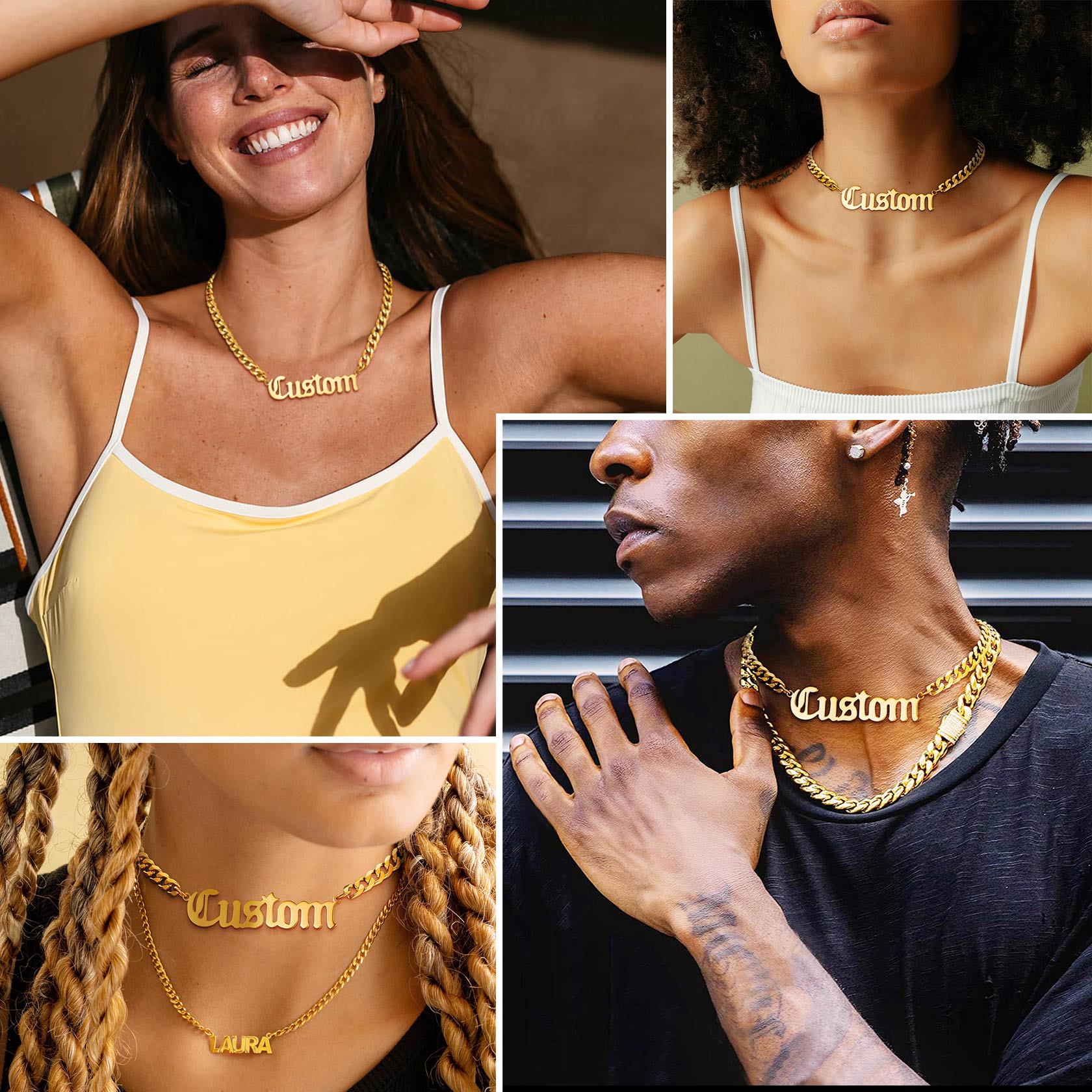 Personalized Cuban Chain Name Plate Necklace For Women