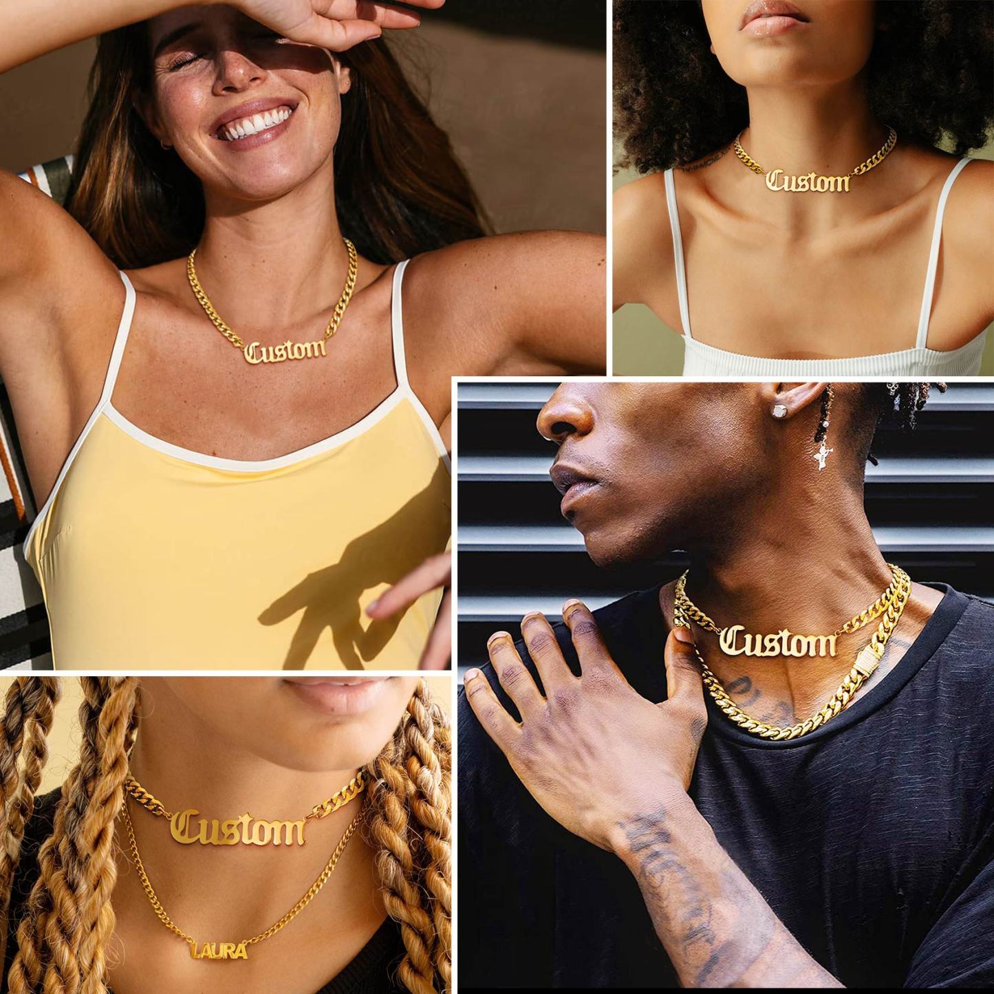 Personalized Cuban Chain Name Plate Necklace For Women