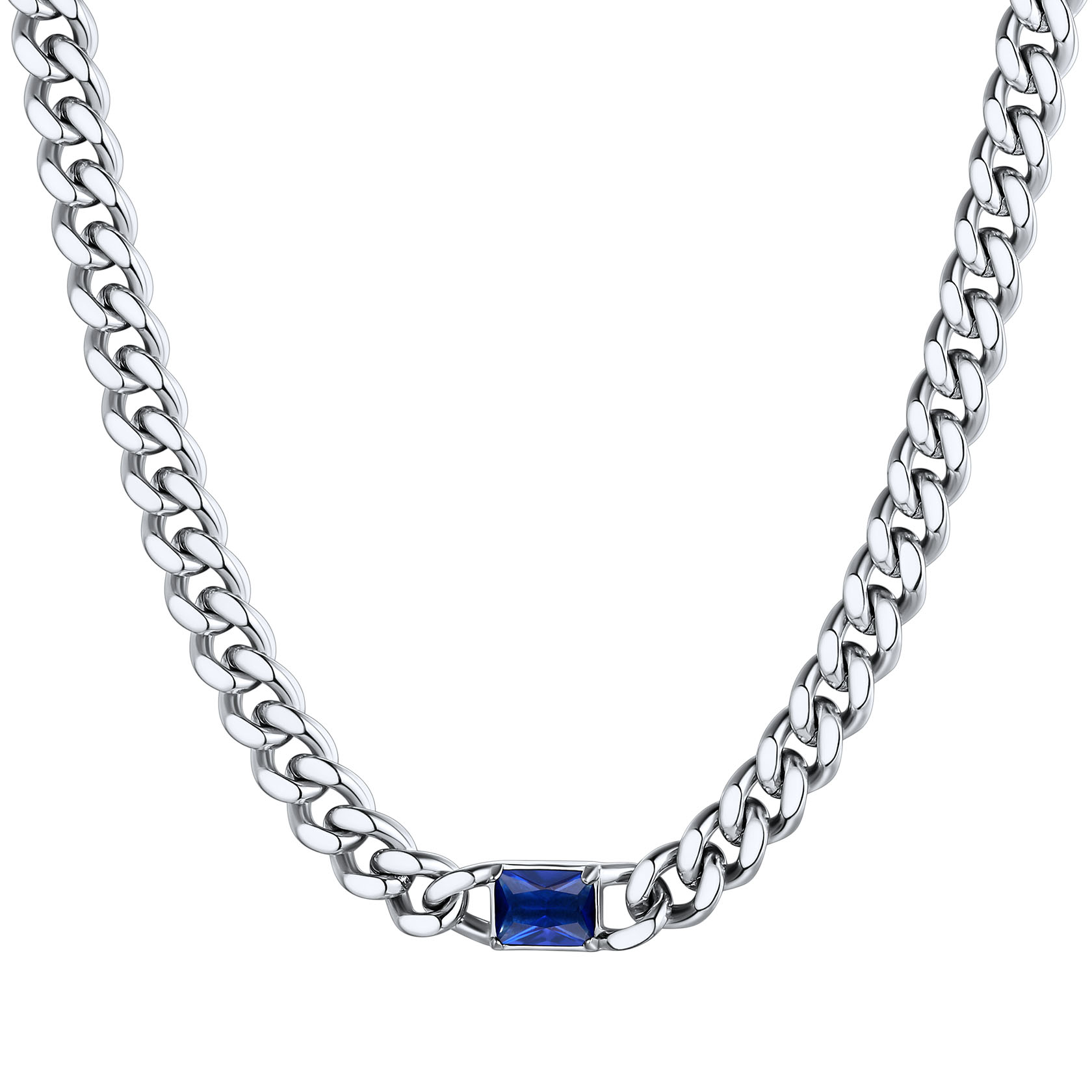 Birthstone Cuban Link Choker Necklace 7MM