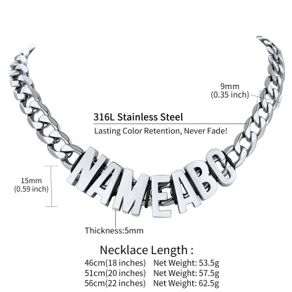 Personalized Name Chain Necklace for Women Men