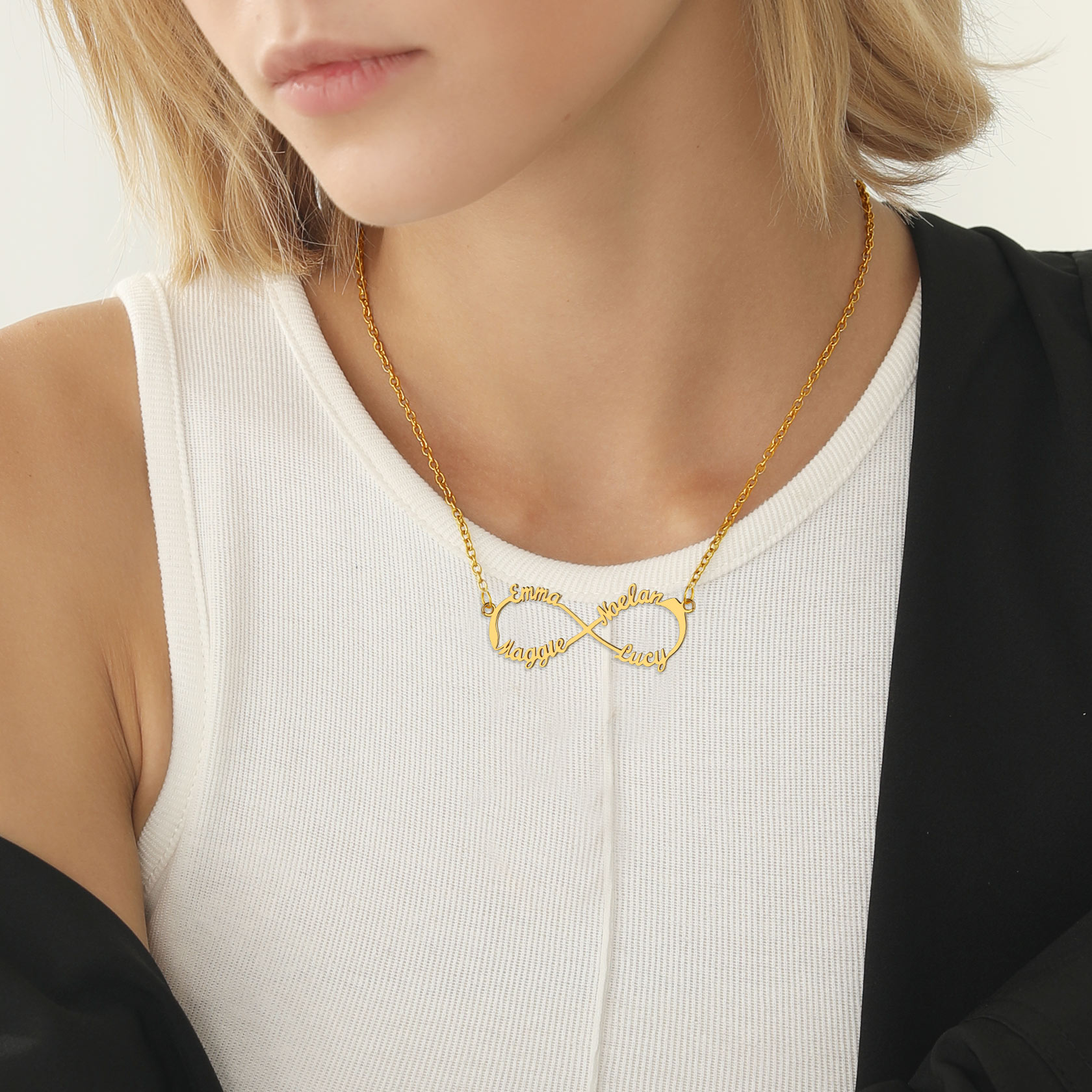 Custom Name Infinity Pendant Necklace for Women model gold