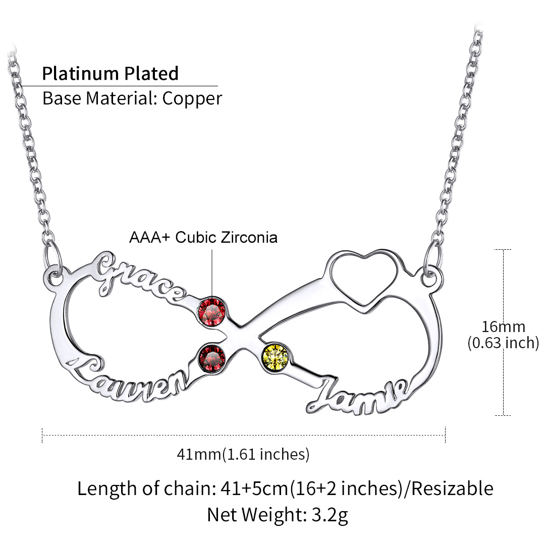 Personalized Birthstone Infinity Name Necklace for Women COPPER