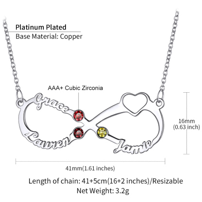 Personalized Birthstone Infinity Name Necklace for Women COPPER