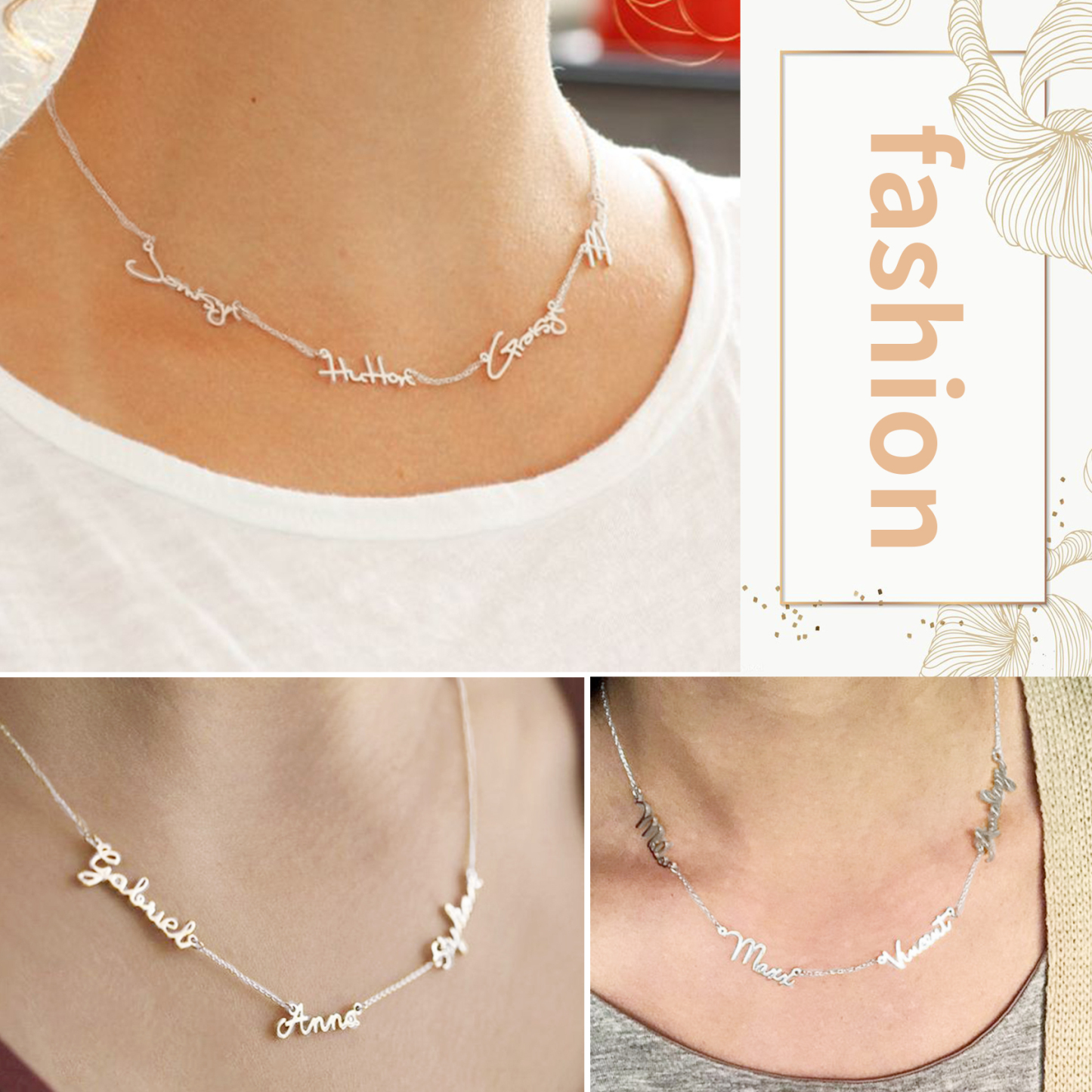 Custom 1-5 Names Choker Necklaces for Women fashion show