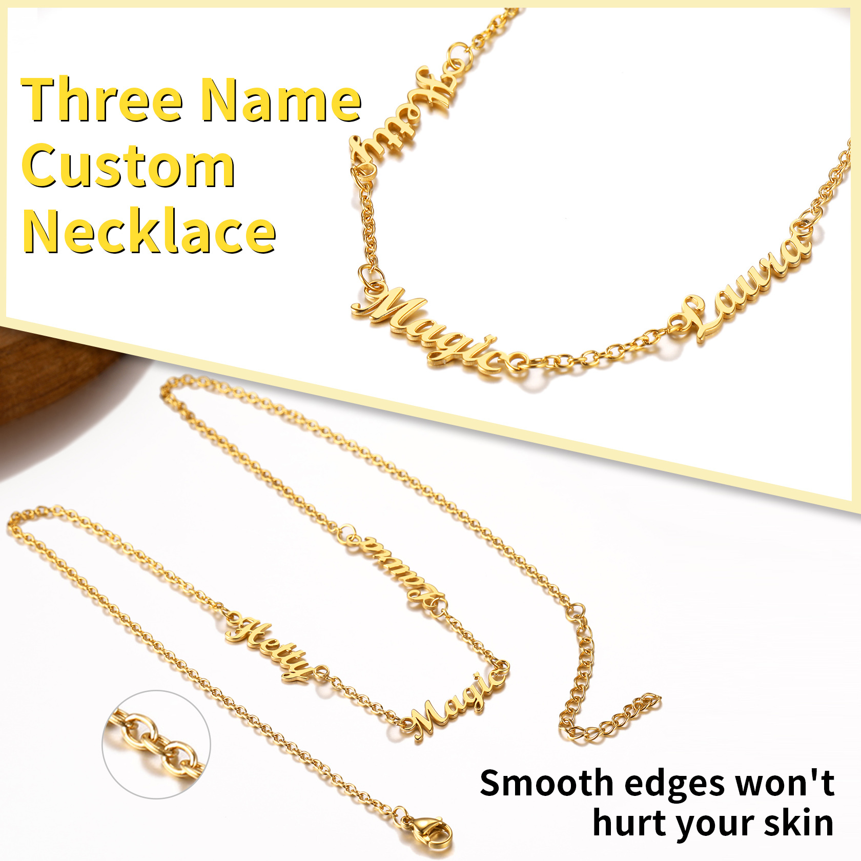Custom 1-5 Names Choker Necklaces for Women 18k gold
