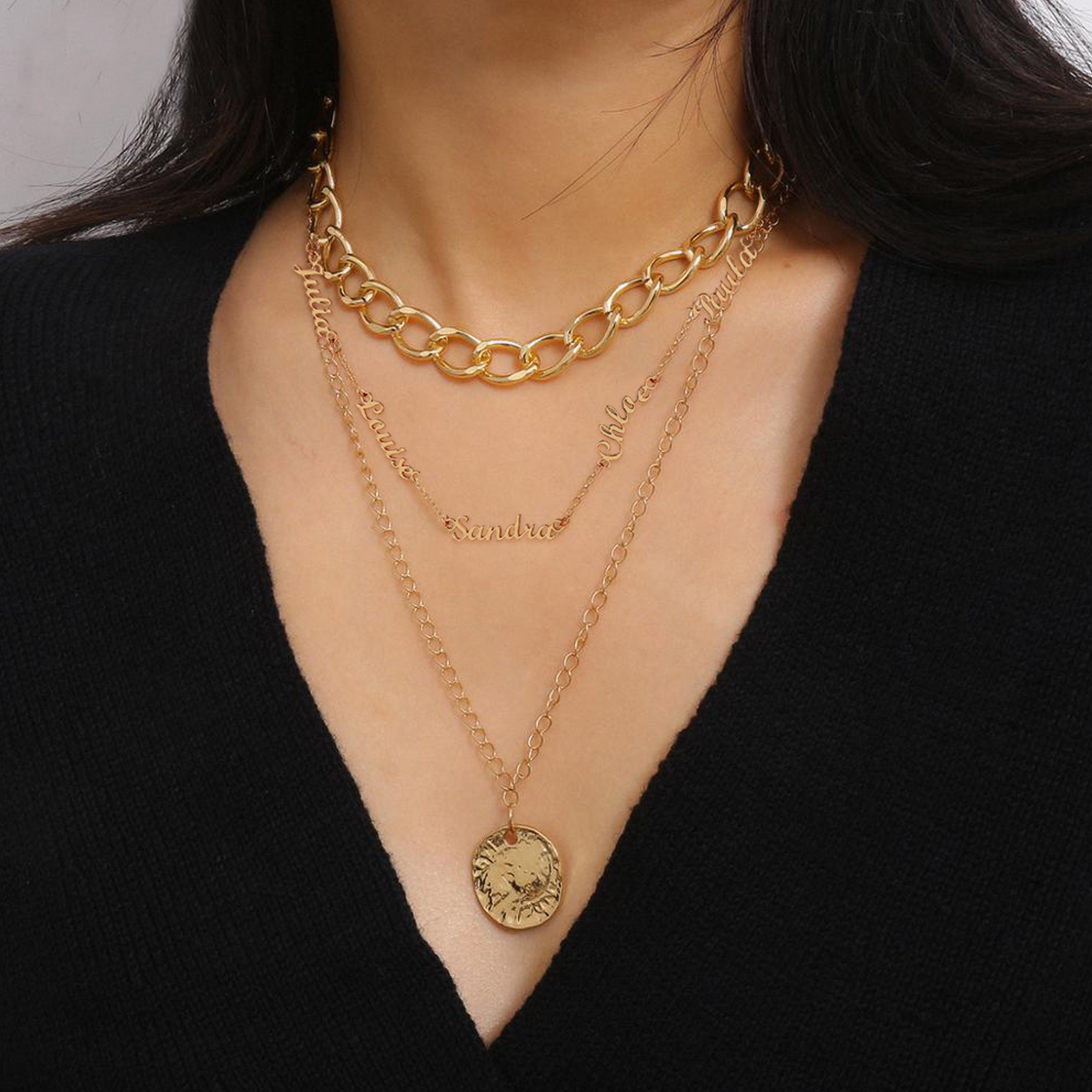 Custom 1-5 Names Choker Necklaces model