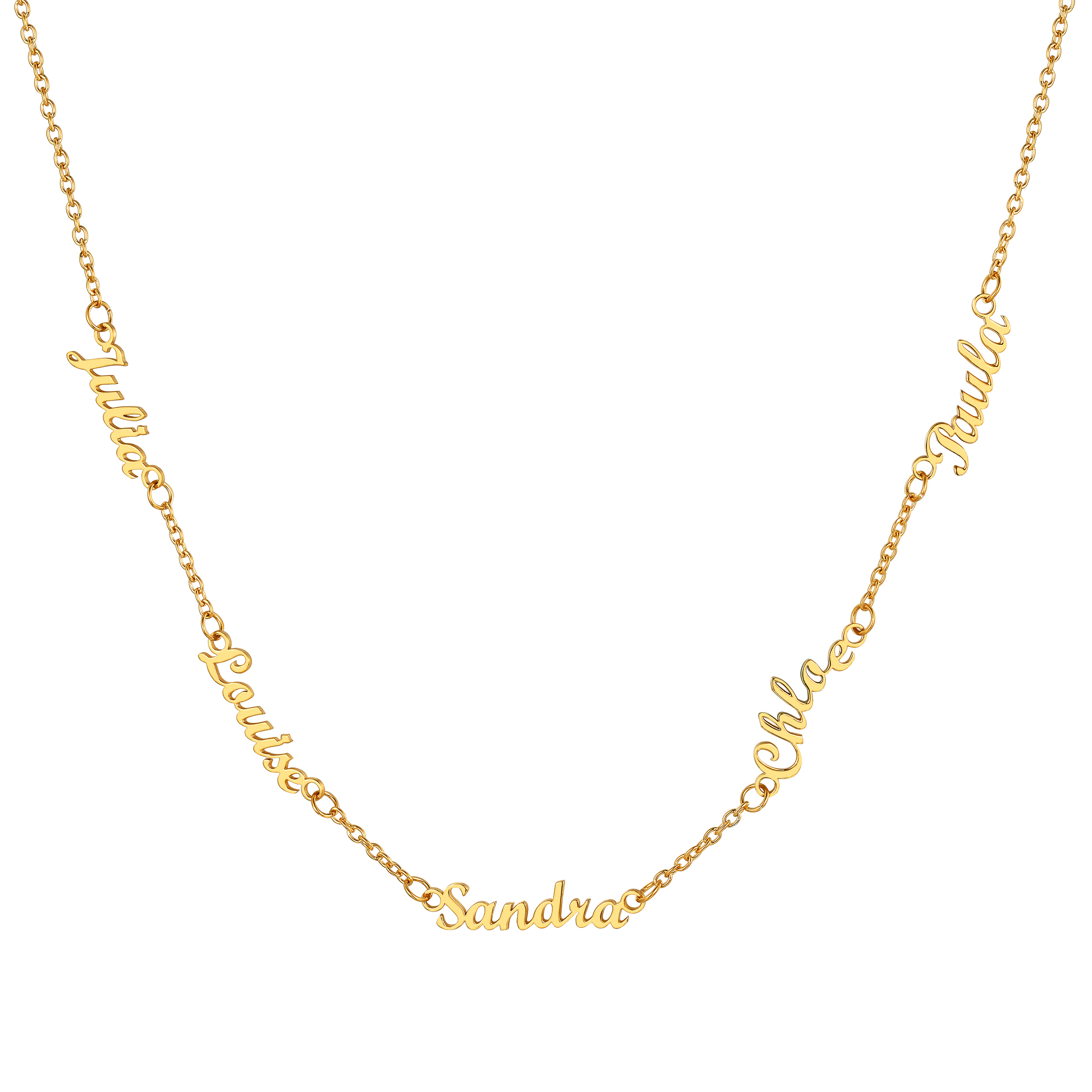Custom 1-5 Names Choker Necklaces for Women gold 5