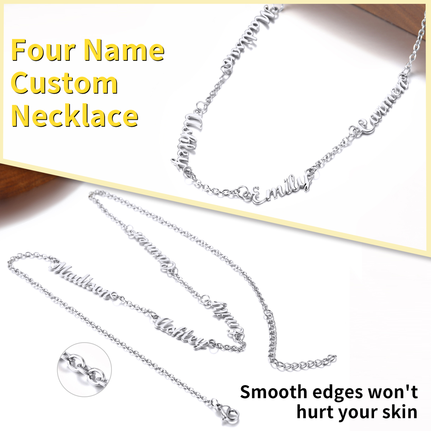 Custom 1-5 Names Choker Necklaces for Women smooth edges