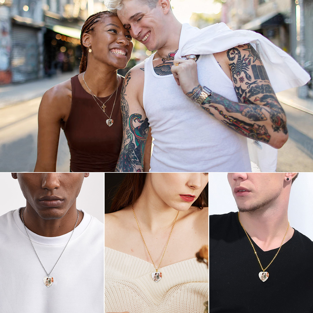  Custom Photo Heart Necklace for Wome