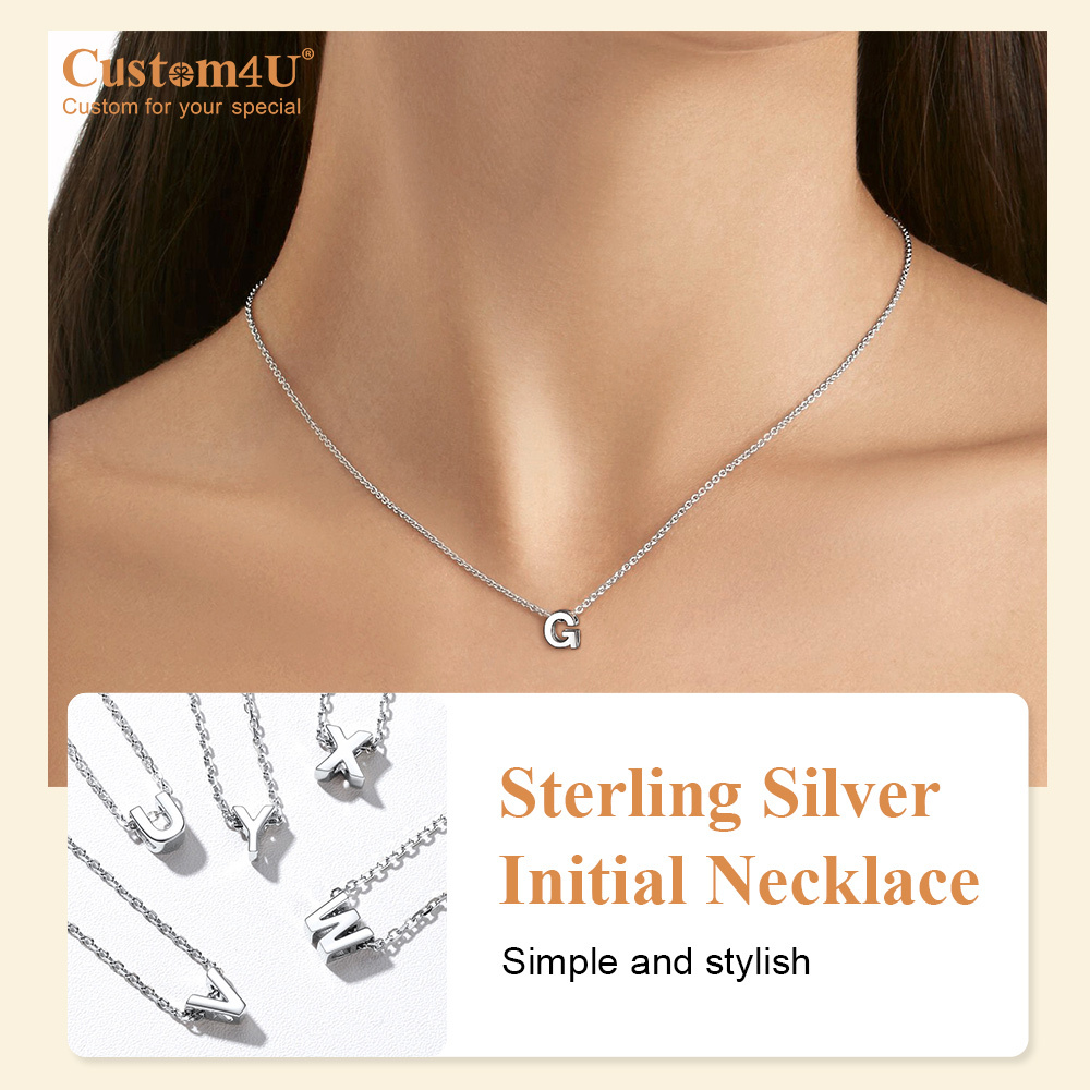 925 Sterling Silver A-Z Initial Necklace For Women