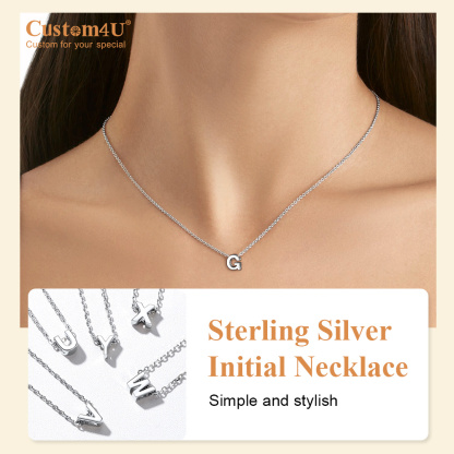 925 Sterling Silver A-Z Initial Necklace For Women