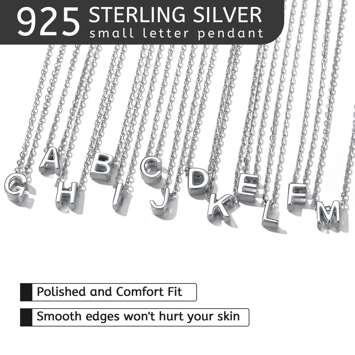 925 Sterling Silver A-Z Initial Necklace For Women