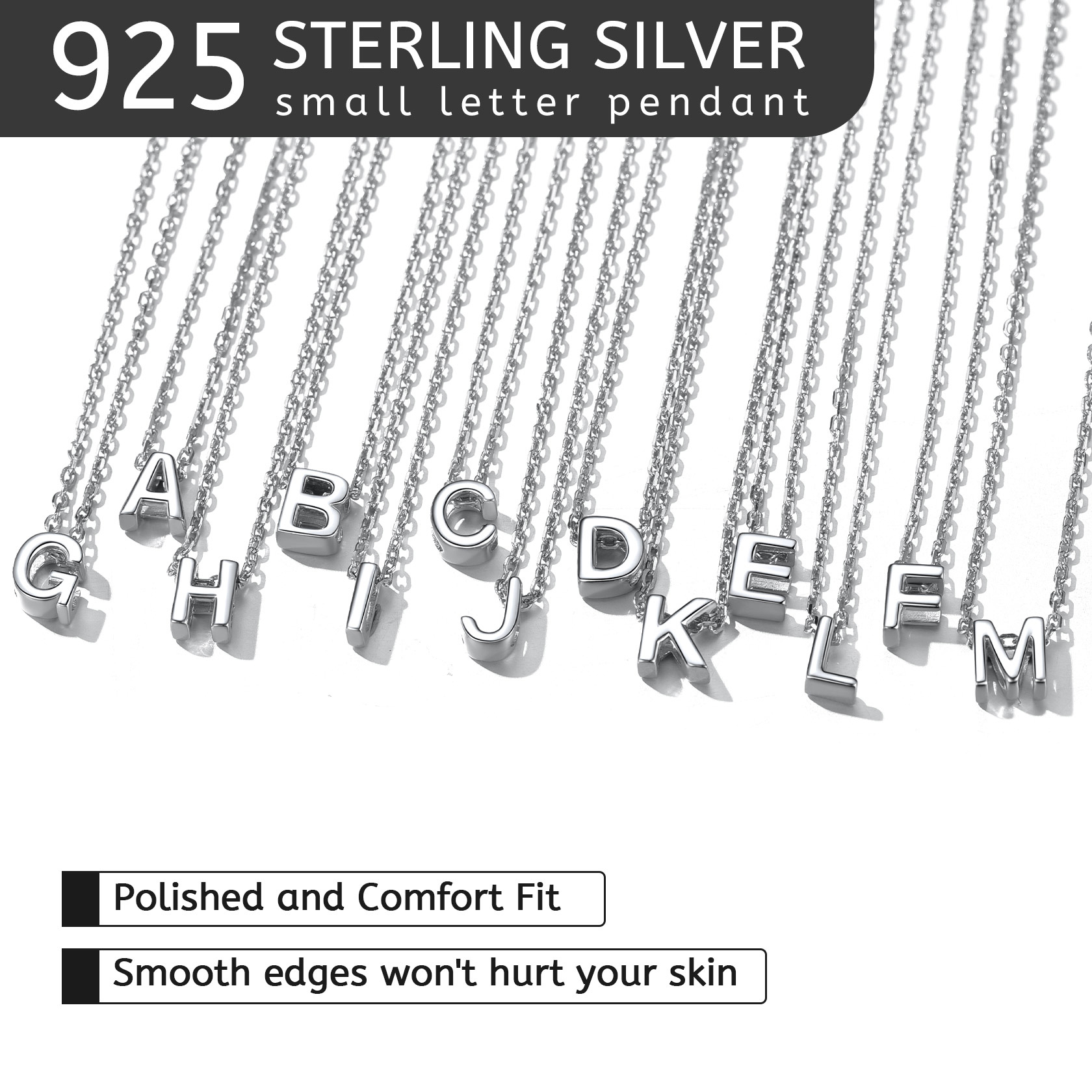 925 Sterling Silver A-Z Initial Necklace For Women