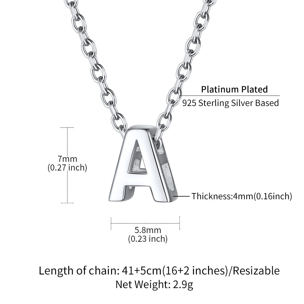 925 Sterling Silver A-Z Initial Necklace For Women