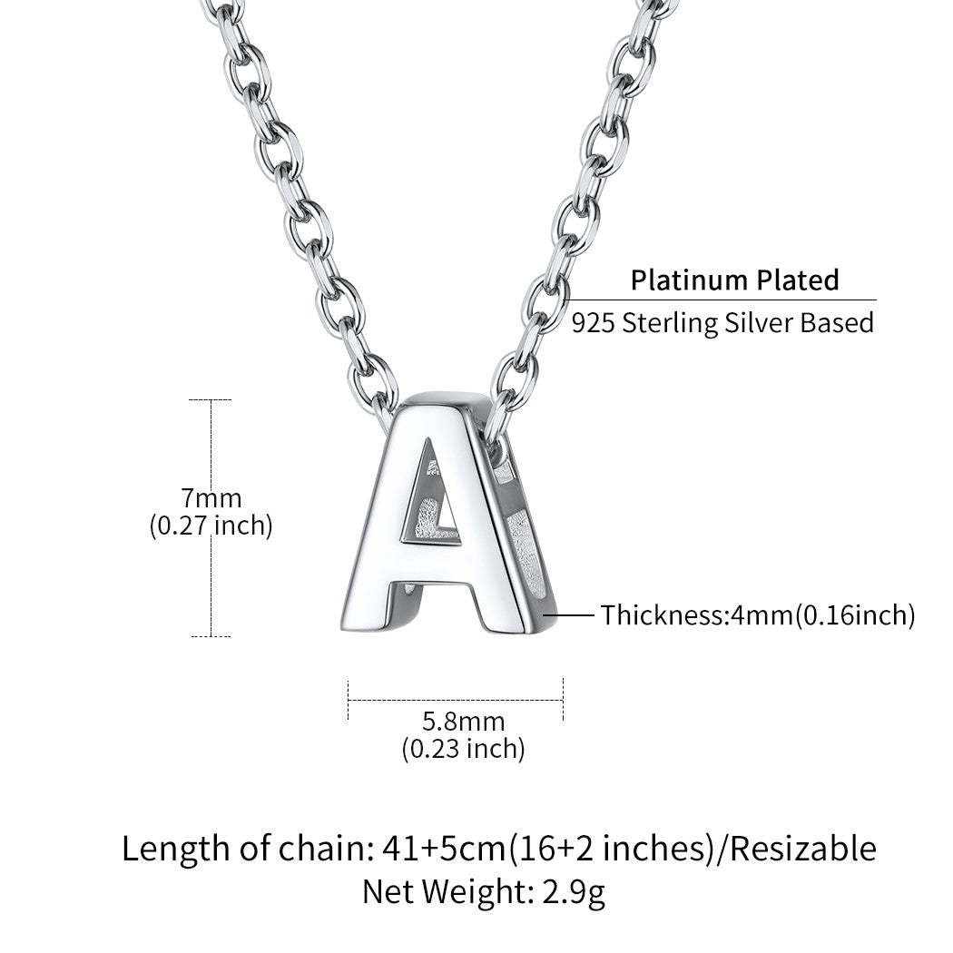 925 Sterling Silver A-Z Initial Necklace For Women