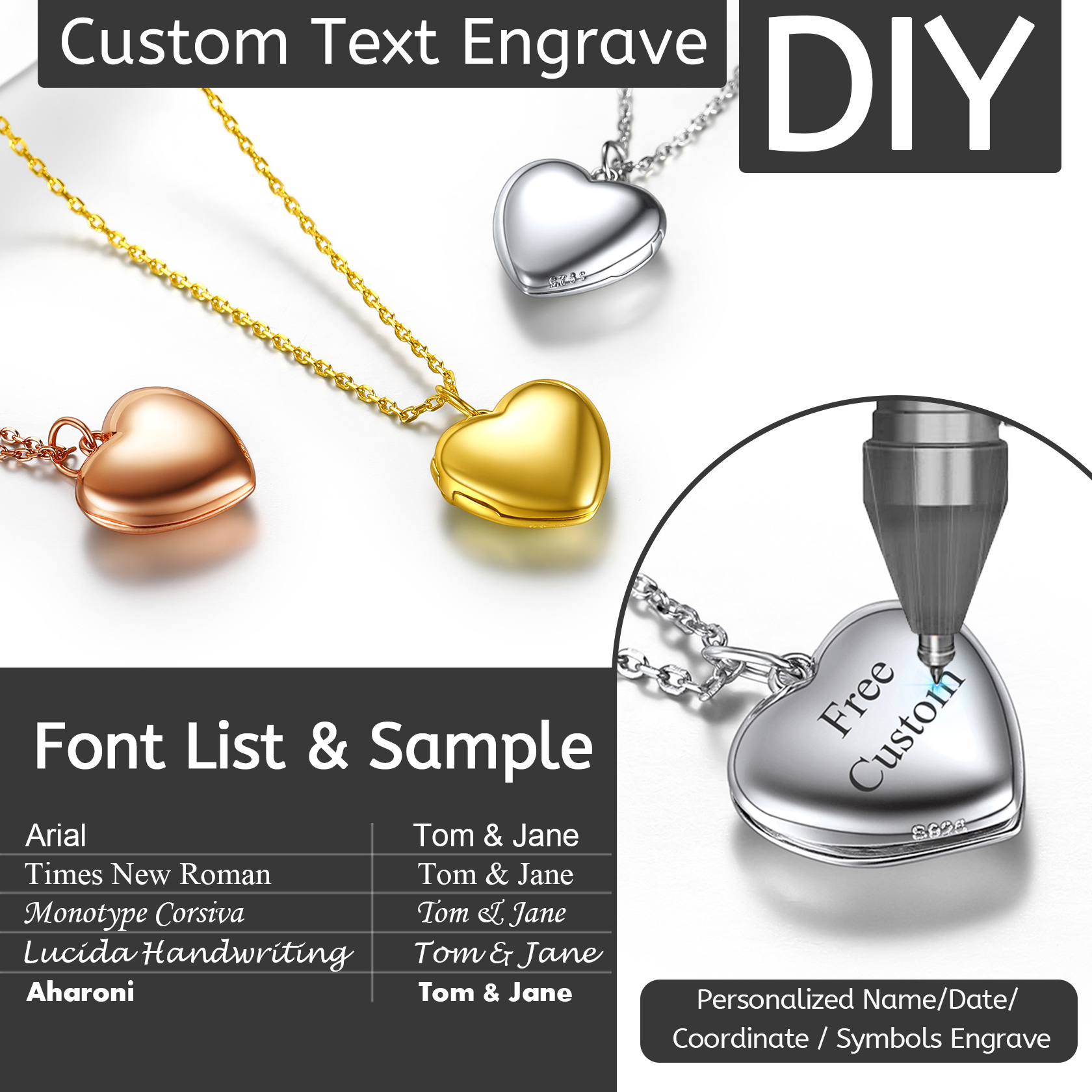 Personalized Heart Locket Necklace with Pictures For Women