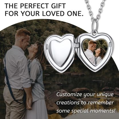 Personalized Heart Locket Necklace with Pictures For Women