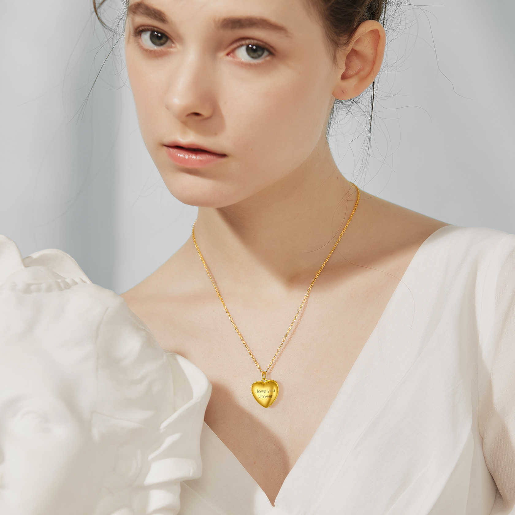 Personalized Heart Locket Necklace with Pictures For Women