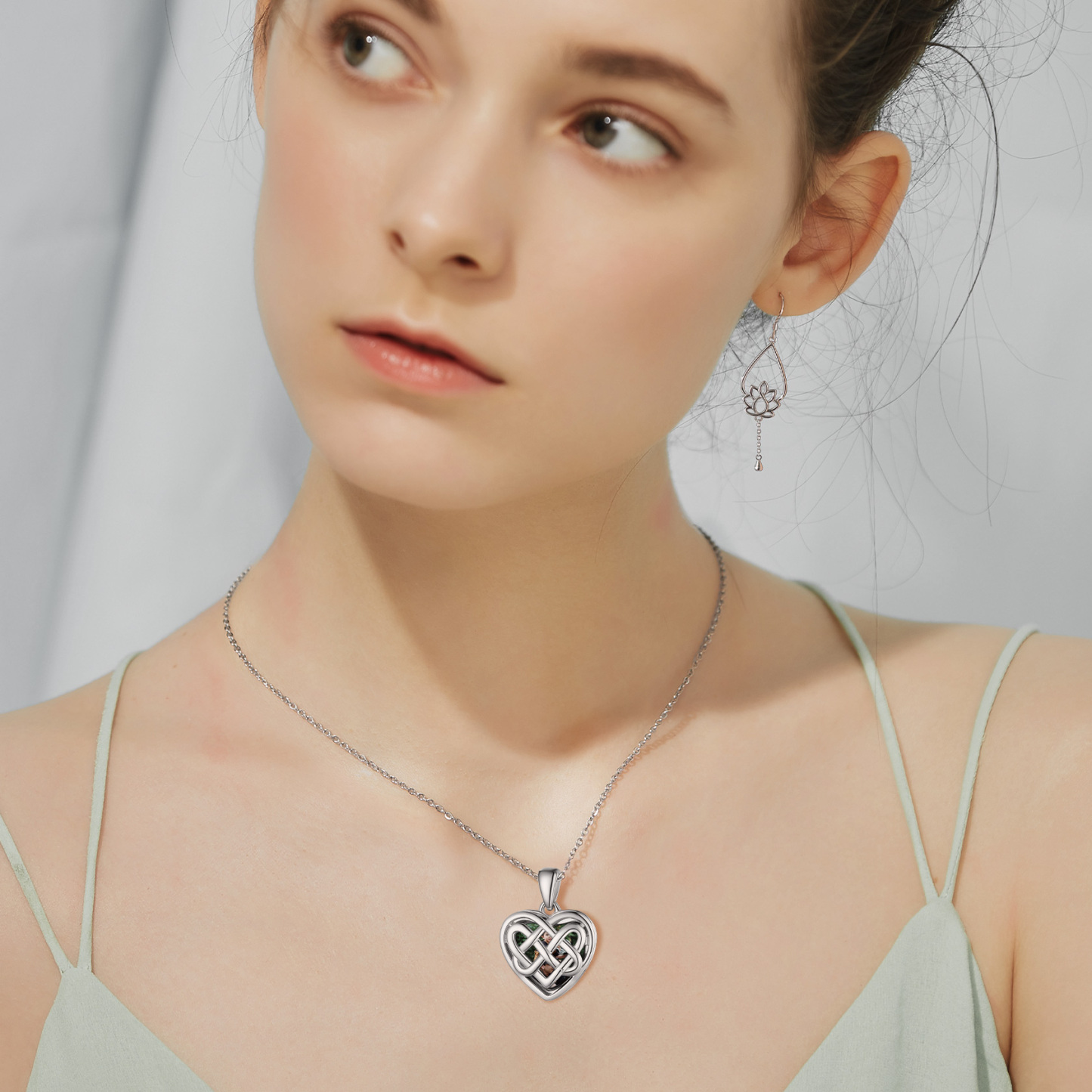  Custom Photo Celtic Heart Locket Necklace for Women model