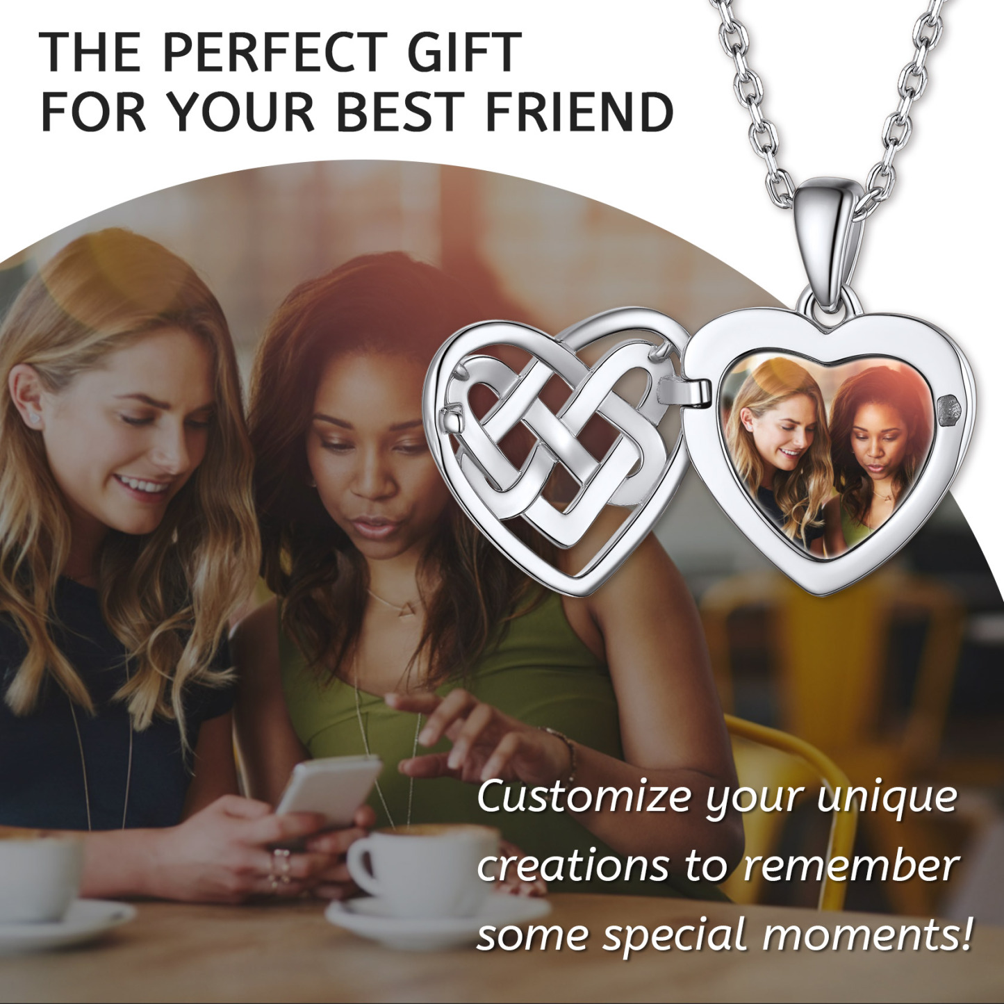  Custom Photo Celtic Heart Necklace for Women