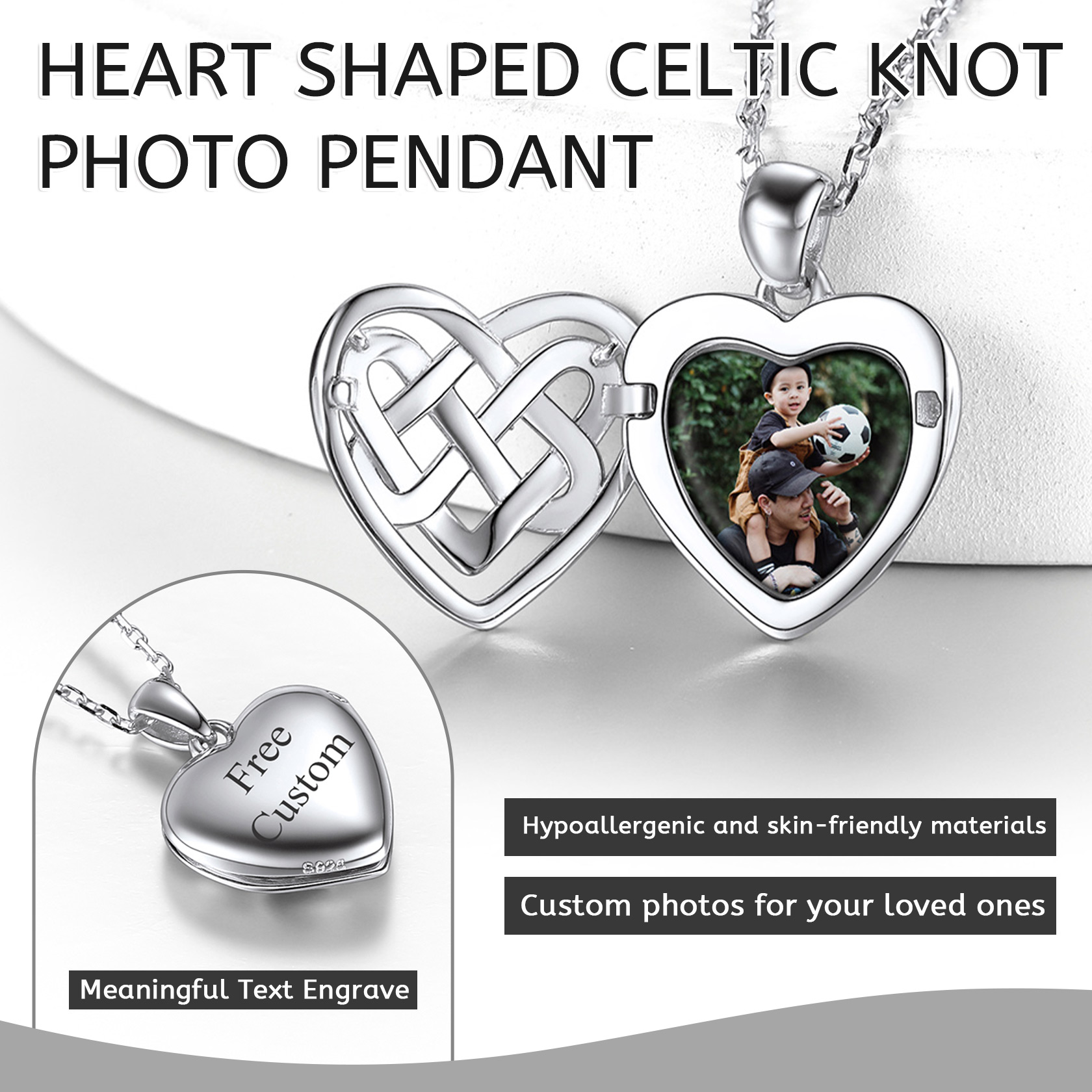 Celtic Heart Locket Necklace for Women