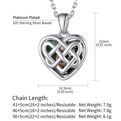  Custom Photo Celtic Heart Locket Necklace for Women size