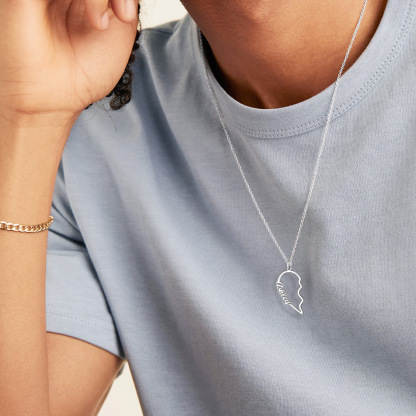 Personalized Name Heart Puzzle Matching Necklaces model