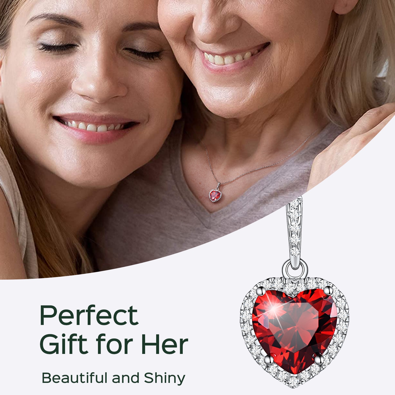 Heart Halo Created Birthstone Pendant Necklace model