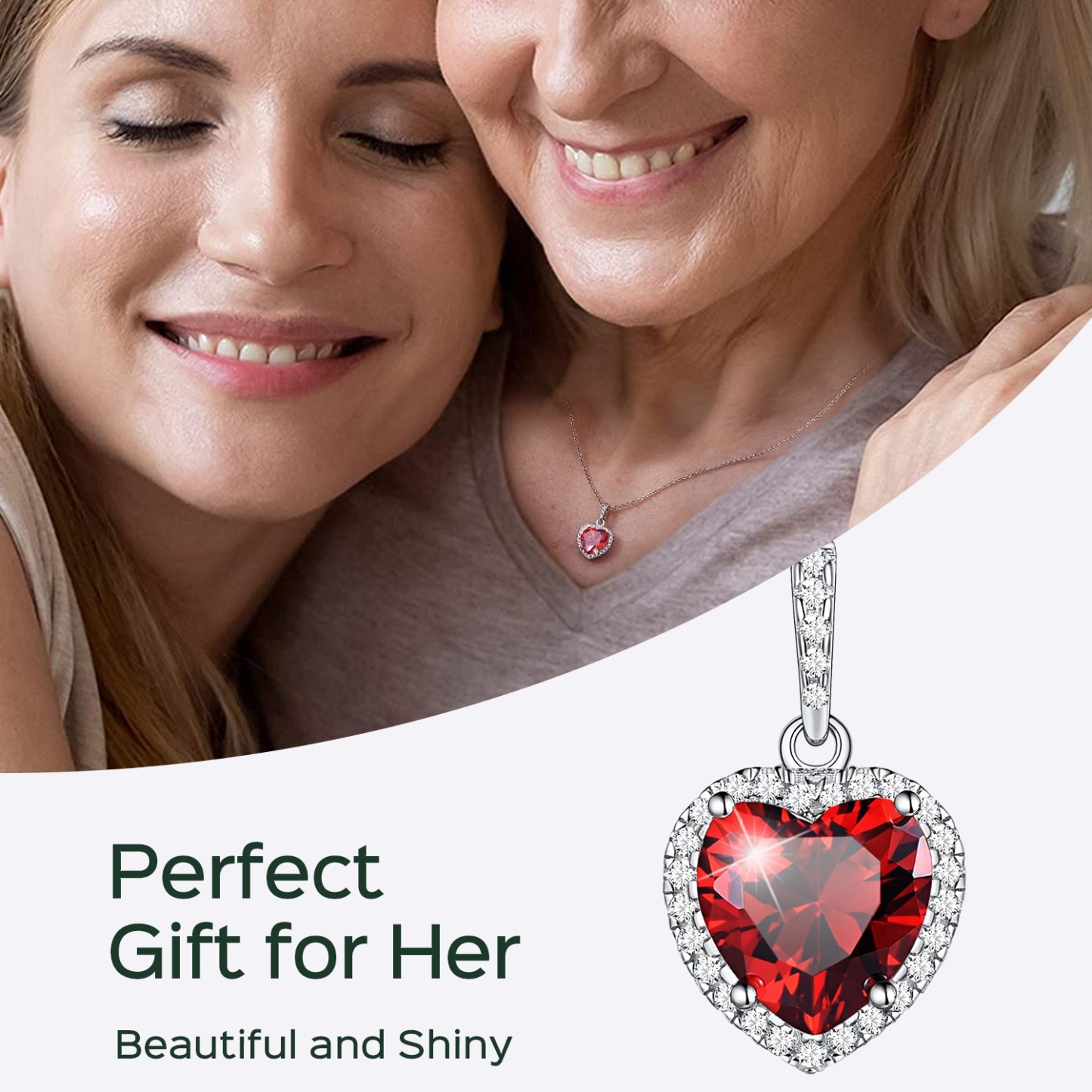Heart Halo Created Birthstone Pendant Necklace model
