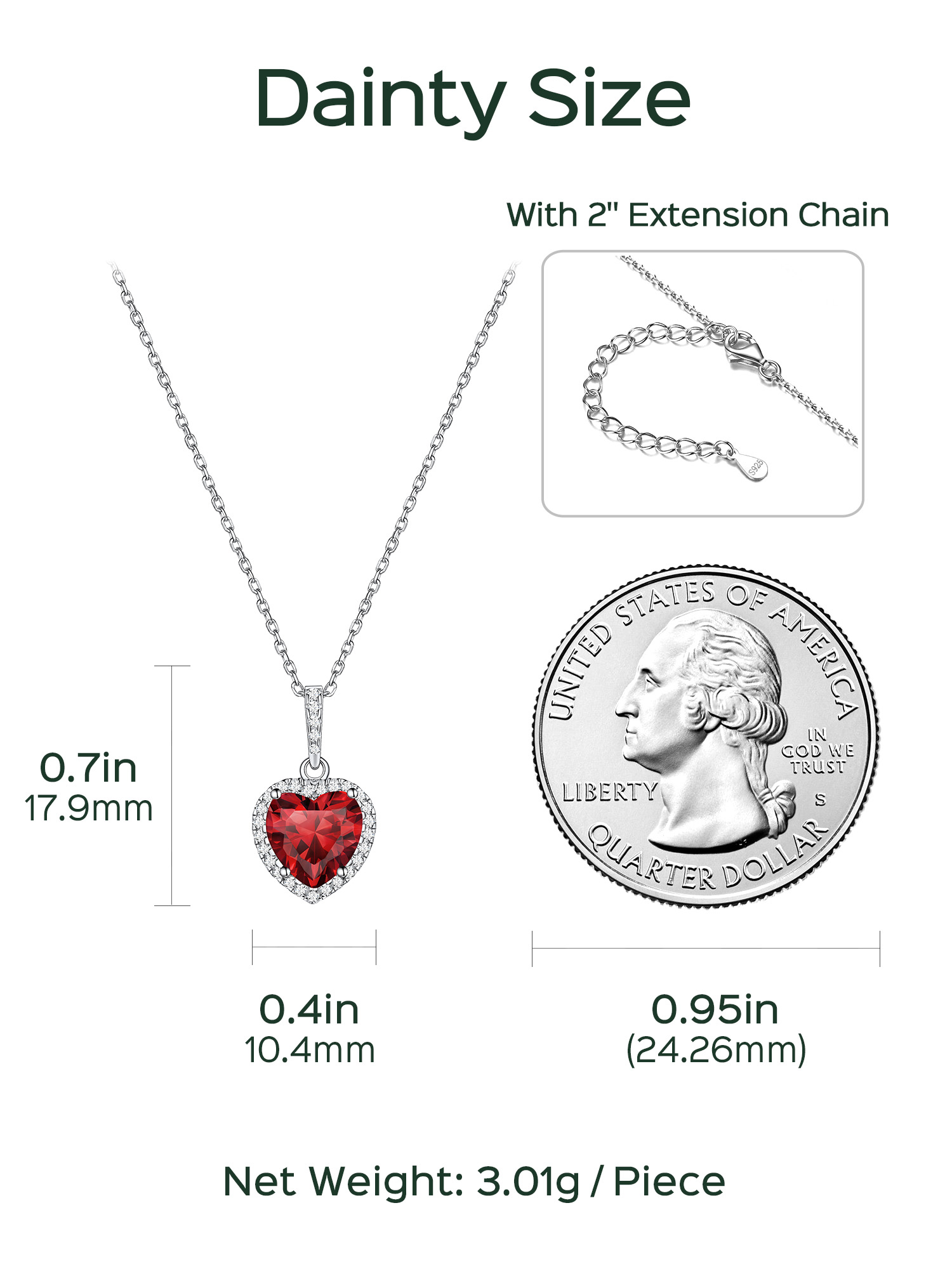 Sterling Silver Heart Halo Created Birthstone Pendant Necklace