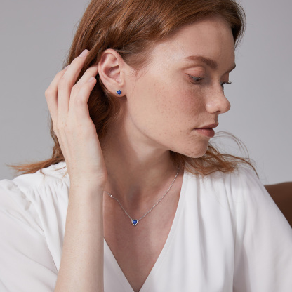 925 Sterling Silver Birthstone Heart Necklace model