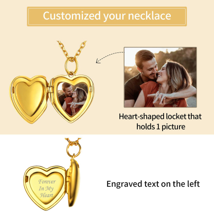 Personalized Heart Locket Necklace with Pictures For Women