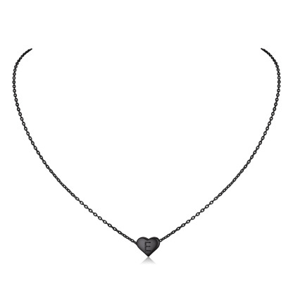  925 Sterling Silver Heart Initial Necklaces for Women Black E