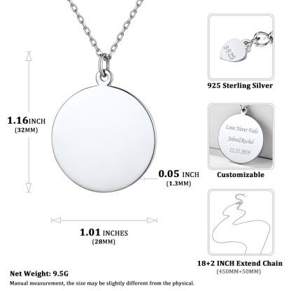 Personalized Engraved Circle Pendant Necklace for Women detail L