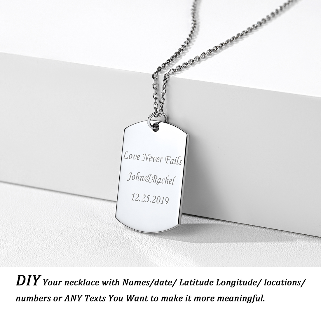 Custom Name Engraved Necklace for Men Women 