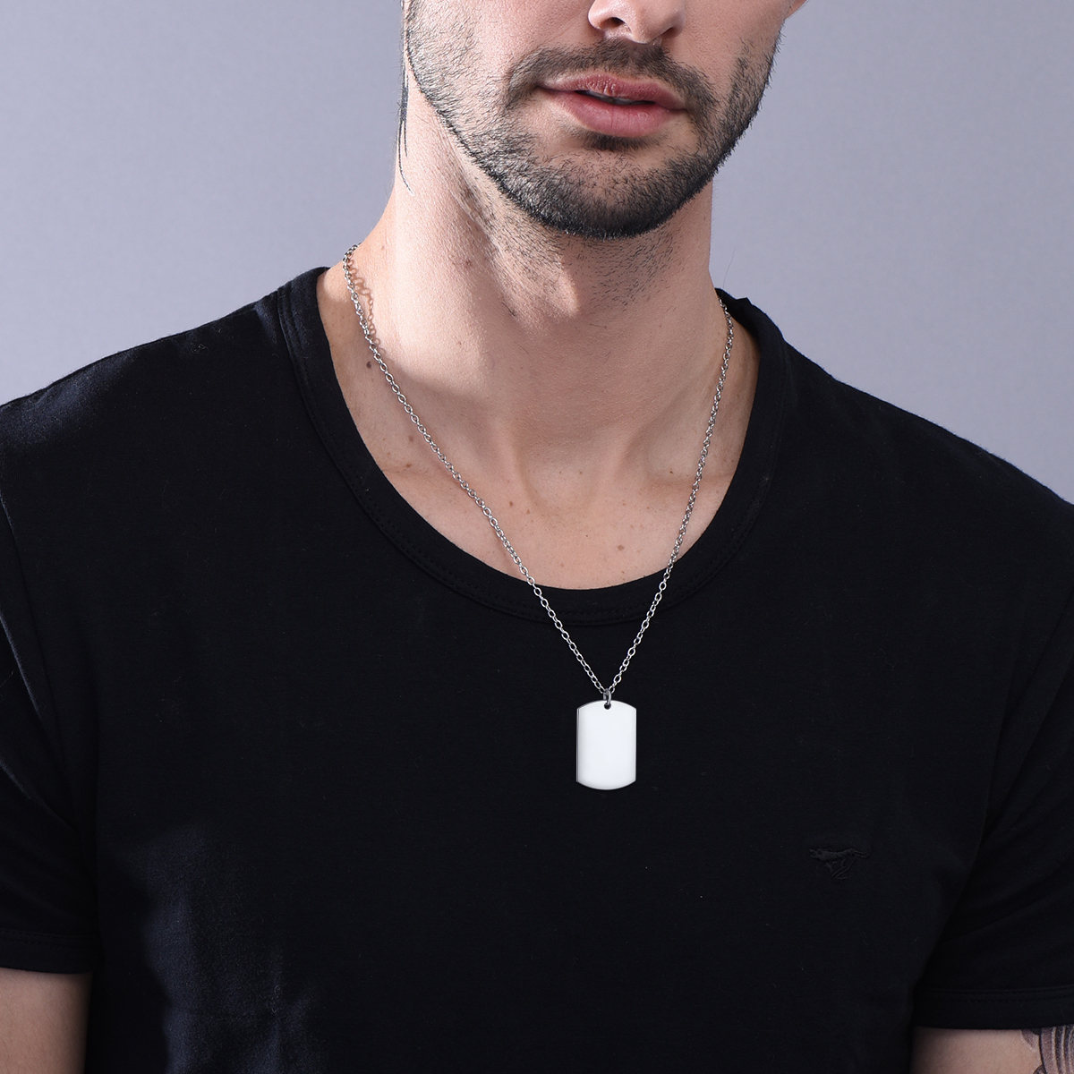 Custom Name Engraved Dog Tag Pendant Necklace for Men model