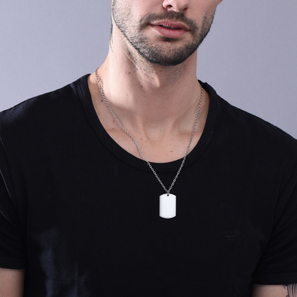 Custom Name Engraved Dog Tag Pendant Necklace for Men model