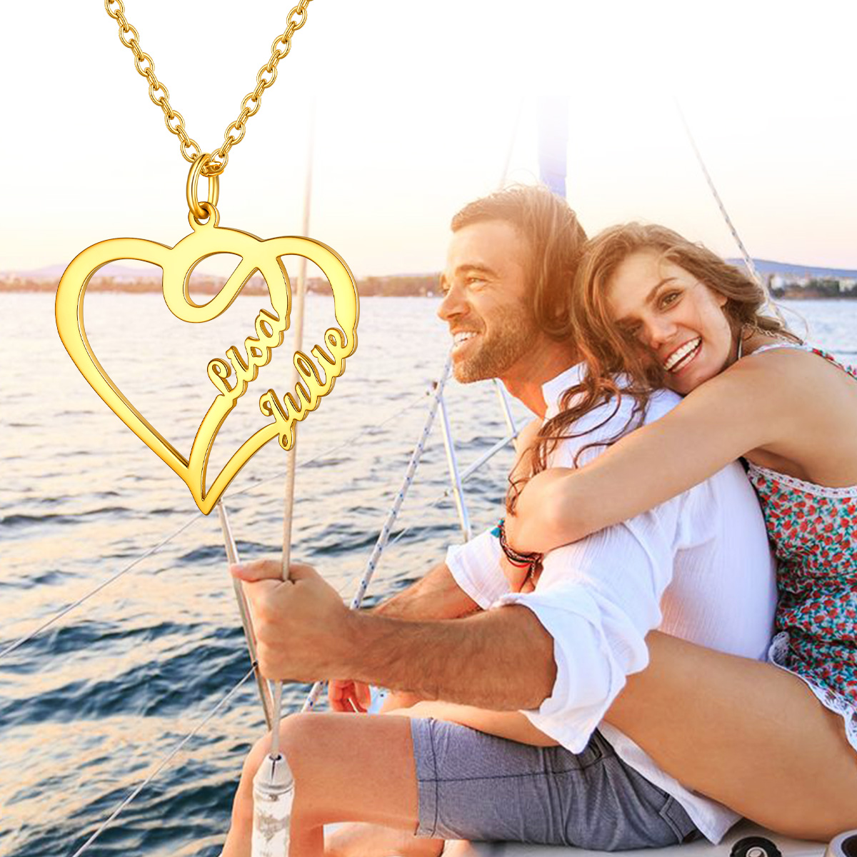 Heart Name Necklace for Women