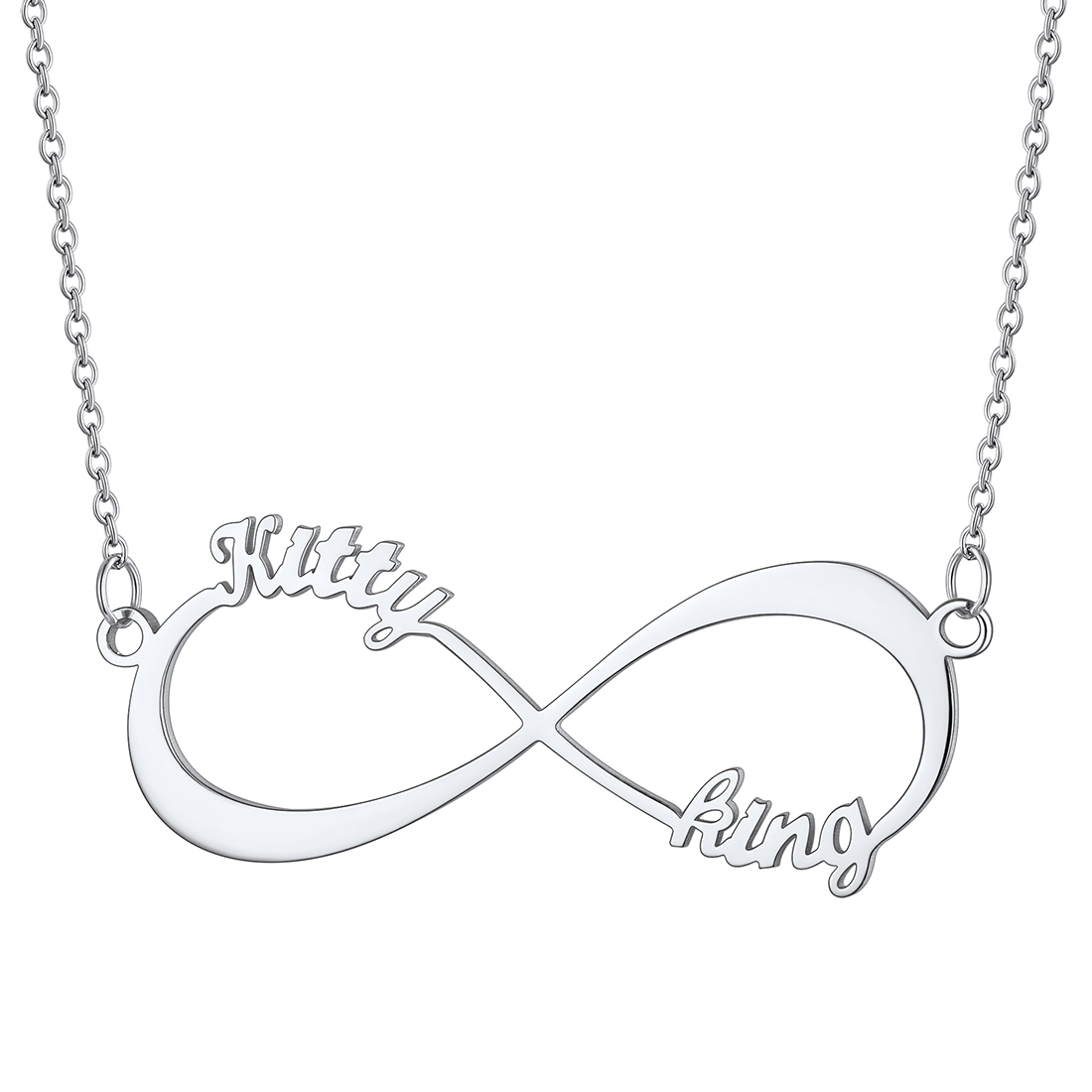 Personalized Name Infinity Pendant Necklace for Women silver