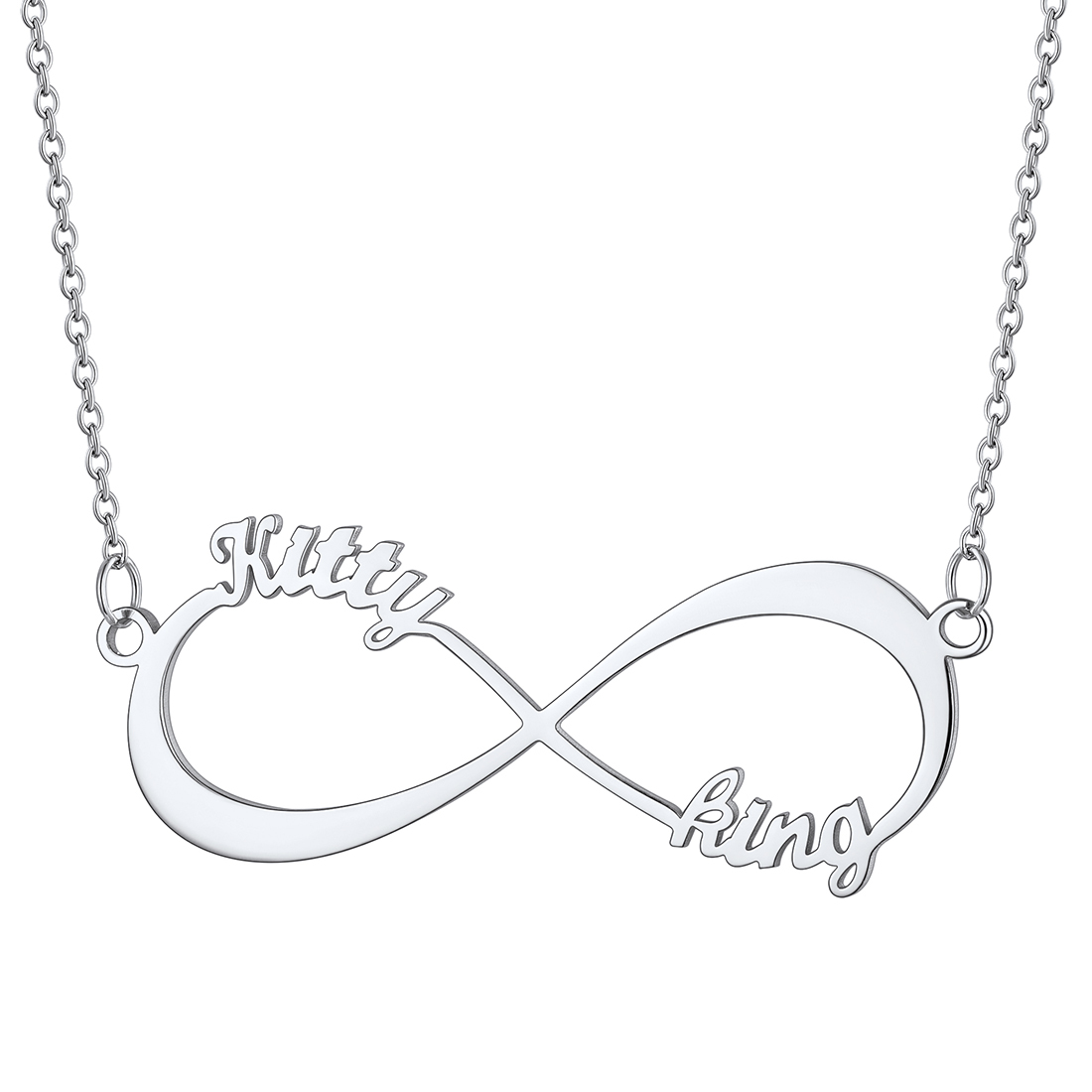 Personalized Name Infinity Pendant Necklace for Women silver