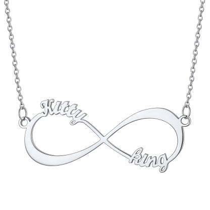 Personalized Name Infinity Pendant Necklace for Women silver