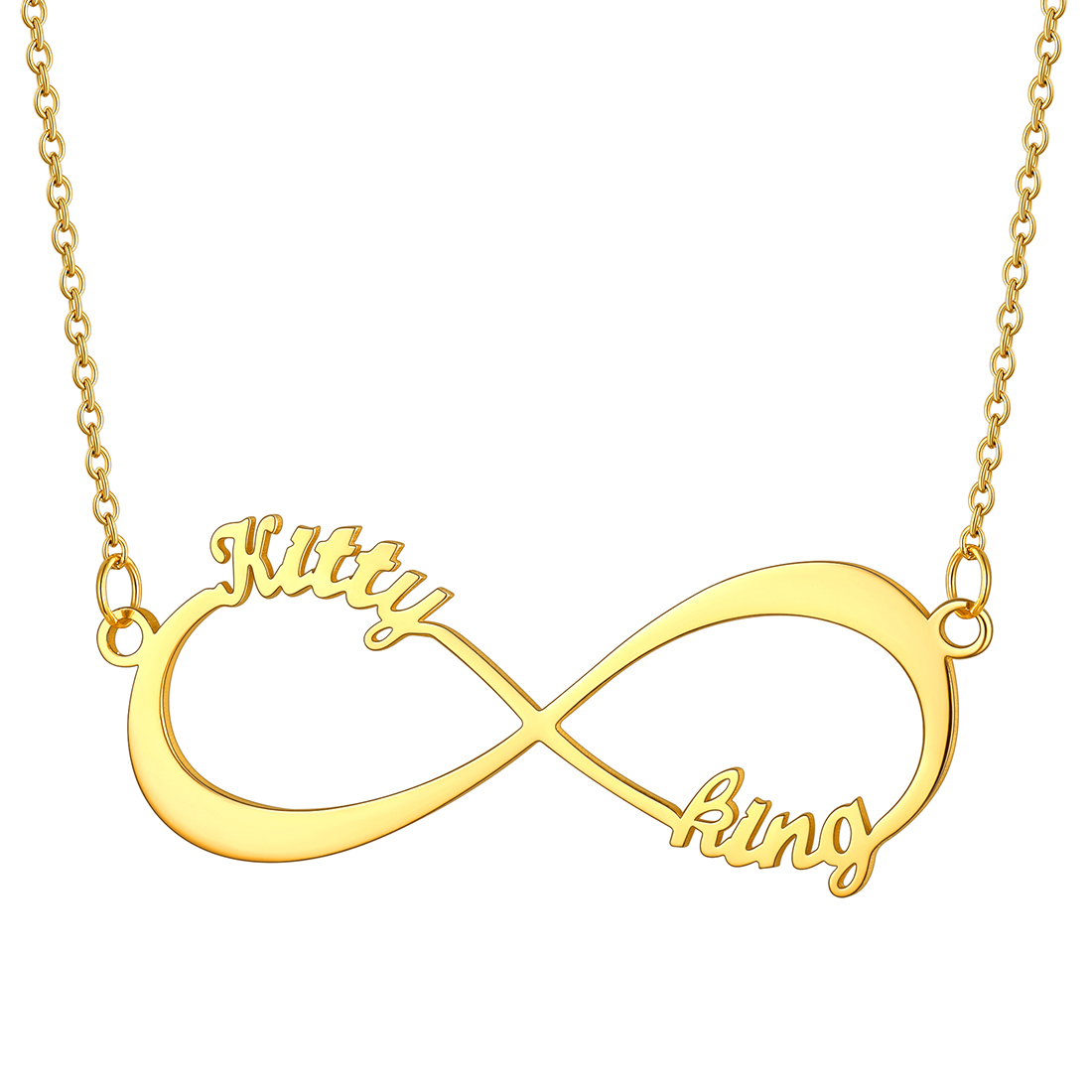 Personalized Name Infinity Pendant Necklace for Women gold